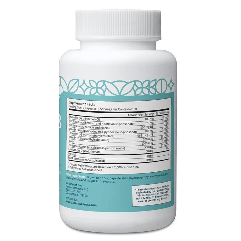 Suplemento Complejo Vitamina B Pattern Wellness Mezcla Completa de Essenti...