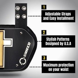 O Shield Golden Cross Chrome Football Back Plate, Lower Back Pads for Football Players, Rear Protector, Youth Fit