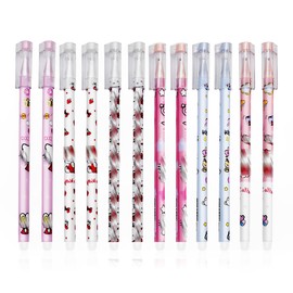 FRPABCF Erasable Gel Pen - Erasable Gel Pen Set, with Thermo-Sensitive Erase Ink, a Variety of Ink Colours and Barrel Designs, 0.7 mm Tip (KT Cat 12 Erasable Pens)