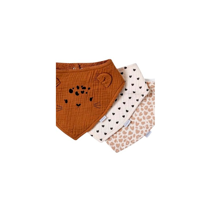 VERTBAUDET Pack of 3 Baby Bibs / Bandanas Light Brown