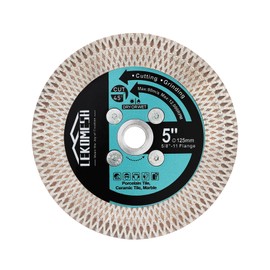 LEKOMESH 5 Inch/125MM Diamond Cutting Disc - Tile Saw Blade Cutting Wheel Double-Sided Diamond Discs for Cutting Grinding Porcelain Ceramic Tile Marble Granite,5/8"-11 Thread,X Mesh