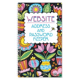 Current Mary Engelbreit Password & PIN Keeper Book, 94 Pages, 5” x 8.5” Size Spiral Bound, Soft Cover Internet Organizer for Offline Website, Login, & Username Storage
