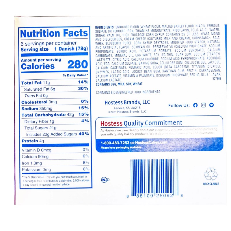 Noble Crunch Blueberry Cream Cheese Danish (6 pks - 36