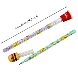 Lopenle 12PCS Novelty Stackable Pencils Pre-sharpened Stacking Pencils Non Sharpening Pencils Multipoint Pencils With 64 HB Nibs For School Students Using Christmas