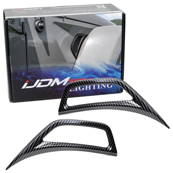 iJDMTOY Black Carbon Fiber Pattern Side Grille Fender Vent Trims