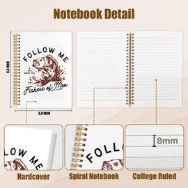 WUCHJ Red Retro Fish Christian Notebook,Boys Religious Notebook, Matthew 4:19 Bible Verse Journal, Religious Scripture Spiral Notebook Journal for Note Taking, Christian Faith Based Gifts for Women Men, 5.5x8.3 Inch