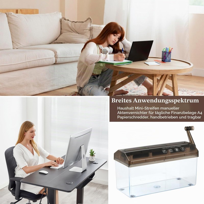 Hand Shredder, Mini Paper Shredder, Hand Crank, A4 Paper Shredder