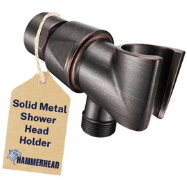 HammerHead Showers Solid Metal Handheld Showerhead Holder, Adjustable Wand Holder with Universal Wall Hook Bracket and Brass Pivot Ball, Oil Rubbed Bronze