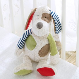 Sigikid Sigikid38764 Dog 'Patchwork', Green Soft Toy-32 x 14 x 12cms, Multi Colour, 32 x 14 x 12 cm