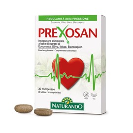 Naturando Prexosan Integratore alimentare che favorisce la regolarità della pressione con Eucommia, Olivo, Biancospino, Ibisco - 30 compresse Vegano Senza Glutine