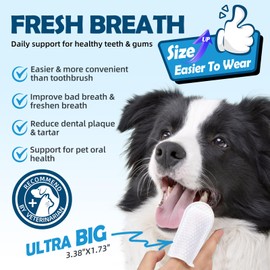 LATAVOLA Dog Teeth Cleaning Wipes - Cat & Dog Dental Wipes - Dog Tooth Brushing Kit Dental Finger Wipes Reduces Plaque & Freshens Breath