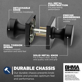 Weiser Cambie Matte Black Door Knob, Interior Door Handles/Privacy Knobs for Bedroom and Bathroom Doors, Keyless Bathroom/Bedroom Door Lock, Modern Home Décor