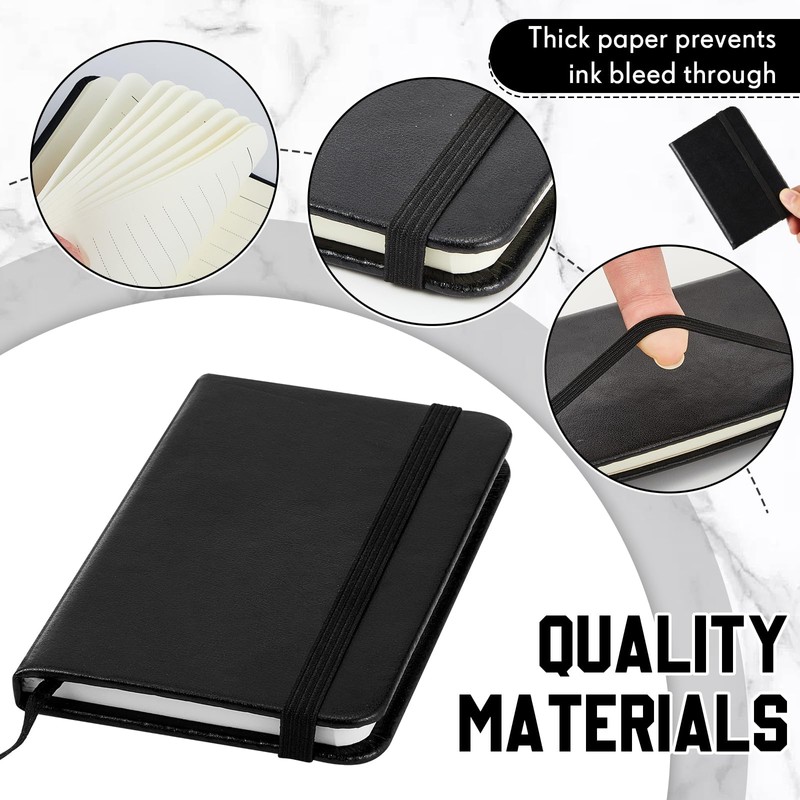 Qeeenar 6 Pcs Hardcover Leather Pocket Notebook 4 x 2.5