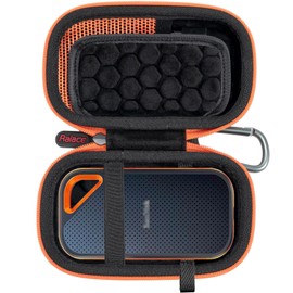 RAIACE Hard Case Compatible with SanDisk Extreme PRO 1TB / 2TB / 250GB / 500GB Extreme Portable SSD Carrying Case with Orange Zipper - Black (Black Lining)