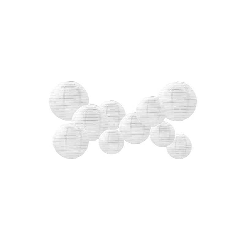 GAKA FAVOR 10Pcs White Paper Lanterns Set, Hanging Paper Lanterns
