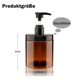 Hokretme Pump Bottle Dispenser, Refillable Plastic Pump Bottles, Wide Mouth BPA Free, Empty Pump Bottles, Bathroom, Shower Container for Lotion, Shampoo, Conditioner, 2 Pack