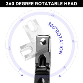 360° Rotating Nail Clippers for Seniors Toenail Clippers for Thick Nails Stainless Steel Long Handle Fingernail Toenail Clippers for Men and Women