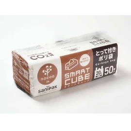 Nippon Sani Pack CSC29 Smart Cube NOCOO IN Garbage Bags, 20 Liters, Handle, Translucent, Easy to Remove Tissue Type, 50 Pieces, 20.5 x 23.6 inches (52 x 60 cm), 0.0007 inches (0.017 mm)