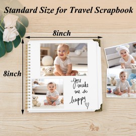 Joyberg Scrapbook 80 Pages, Scrapbook Supplies 8 x 8 In, Scrapbook Album Suitable for Album Memory Book Wedding, Anniversary Family, DIY Craft Projects (White)