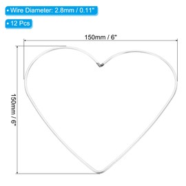 PATIKIL 6inch Dream Catcher Rings, 12 Pcs Metal Heart Shape Macrame Wreath Floral Ring Hoop for Home DIY Craft Wedding Wall Hanging Decorations, Silver