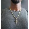 18K Gold Cross Necklace Pendant Charm with 3MM Rope Chain