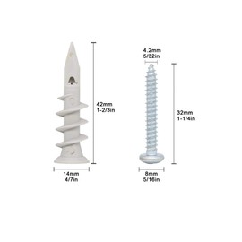 Wennyn Self Drilling Drywall Plastic Anchors with Screws, Expansion Screws 100 Pieces (50 Pairs)