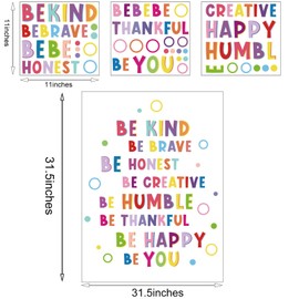Colorful Inspirational Wall Decal Motivational Phrases Sticker Inspirational Lettering Quote Sticker Be Thankful, Be Brave, Be Creative Decals for Classroom Nursery Kids Decoration