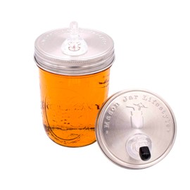 2 Pack Stainless Steel Liquor Pour Spout Lid for Mason Jars (Wide Mouth)