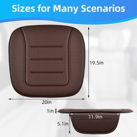 KAYI Car Seat Cushion, Comfort Memory Foam Car Cushions for Driving, Breathable Leather Surface with Anti Slip Rubber Bottom, Seat Cushion for Car and Office Chair (2 Pack, Brown)