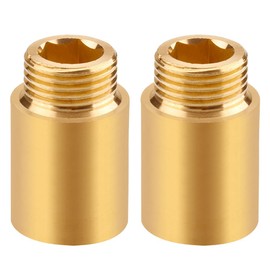 Beatific Set of 2 Tap Extension 1/2 Inch x 30 mm, DN15 Thread Extension, 1/2 Inch Female x 1/2 Inch External Thread, 30 mm Brass Extension Fitting, Connection Extension for Drinking Water and Heating
