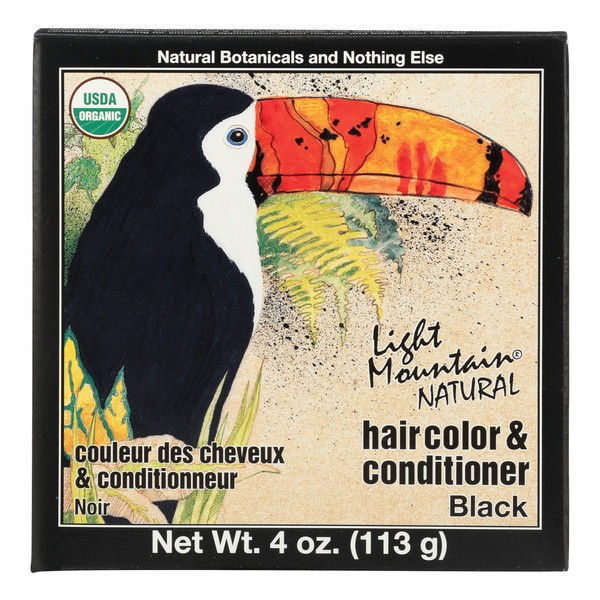 Light Mountain Natural Hair Color & Conditioner, Black, 4 oz (113 g) (Pack of 3)