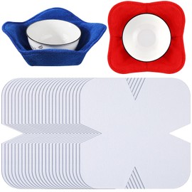 Tudomro 24 Pieces Cozy Pre Cut Batting Quilt Batting Fabric Batting for Quilting Bowl Cozy Pattern Template Bowl Wrap Cut on Fold Template for Sewing DIY, 9.84 x 9.84 Inch