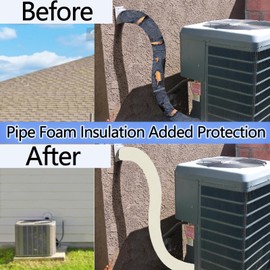 3-Layer Pipe Insulation Cover for HVAC Foam Insulation Pipe Wrap and Outdoor Water Pipe Wrap,Super Anti-Aging, Extra Sheild, Pipe Insulation Foam Tube Cover for AC Pipe/Line Insulation Outdoor