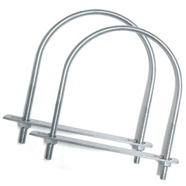 2 Sets M8 U-Bolt, 4" Wide U Bolt with Washers and Nuts, Heavy Duty Galvanized Carbon Steel Round U Bolts for Trailers, Boats, Replacement Parts and Accessories for Ski Boat, Fishing Boat