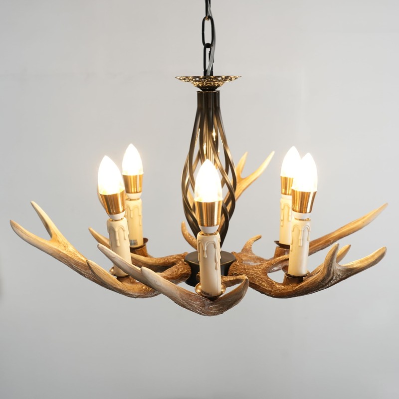 Skyblaze Rustic Antlers Chandelier 6-Light Deer Farmhouse Chandelier