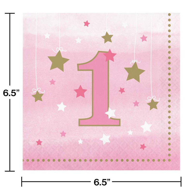 One Little Star Girl 1st Birthday Napkins, 48 ct