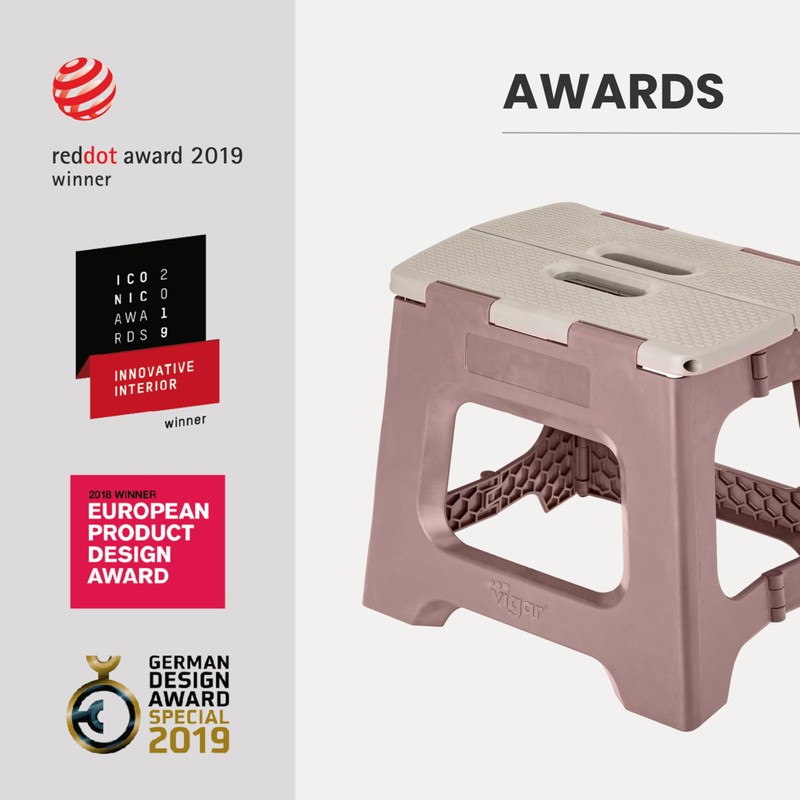 Vigar Compact Step Stool Foldable, 10-1/2-inch Step Stools for Adults