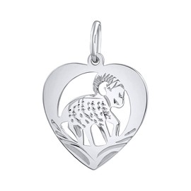 SILVEGO Women's Pendant 925 Sterling Silver Zodiac Sign Aries Heart Pendant