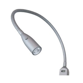 Flexible LED Bed Light / LED Reading Light with Integrated USB Charging Function Anodised Aluminium / Silver Grey (Set of 1 or 2 Anodised Aluminium), Selection: Set of 1 Silver Grey
