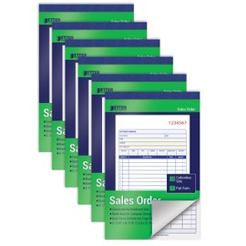 Better Office Products Large Sales Order Books, 6 Pack, 2-Part Carbonless (White/Canary Yellow), 5-7/16 x 8-7/16 inches, 50 Sets per Book, 300 Total Sets, 6 Books