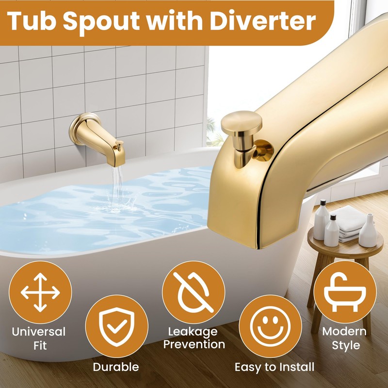 Dreyoo Tub Spout (Universal Fits 1/2" Copper Pipe, 1/2" IPS