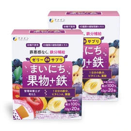 FINE JAPAN Jelly Supplement Daily Fruit + Iron 200g (10g x 20 pieces) Vitamin A Folic Acid Blueberry Flavor Domestic Production x 2-piece Set