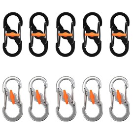 DHER S Outdoor Camping Hook Mini S Clip Backpack 10 Pieces S-shaped Carabiner Anti-Theft and Anti-Drop Closure Clip Made of Stainless Steel Mini S-shaped Can be Used for Key Pendant Backpack Outdoor