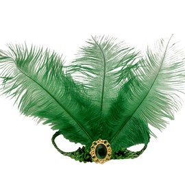XKTEI 2pcs Sequins Feather Headpiece,1920s Flapper Headband,Mardi Gras Carnival Party Headwear Costume Accessory,Women Girls Headdress (Green-A)