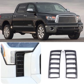 momocar For 22-24 Toyota Tundra Headlight Grille Vent Trim Cover Carbon Fiber Look 2PCs