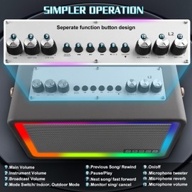 DFTRT Karaoke Machine with 2 UHF Wireless Microphones, Portable Bluetooth Speaker for Adults and Kids, Rechargeable PA System for Home Party, AUX/USB/TF/OTG Support, Vintage Decor Gifts