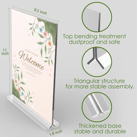 TONICE Acrylic Sign Holder 8.5 x 11 inch 6 Pack Double-Sided Plastic Sign Holder Stand Vertical Display Table Top Sign Holder for Office, Restaurants, Store, Wedding, Party