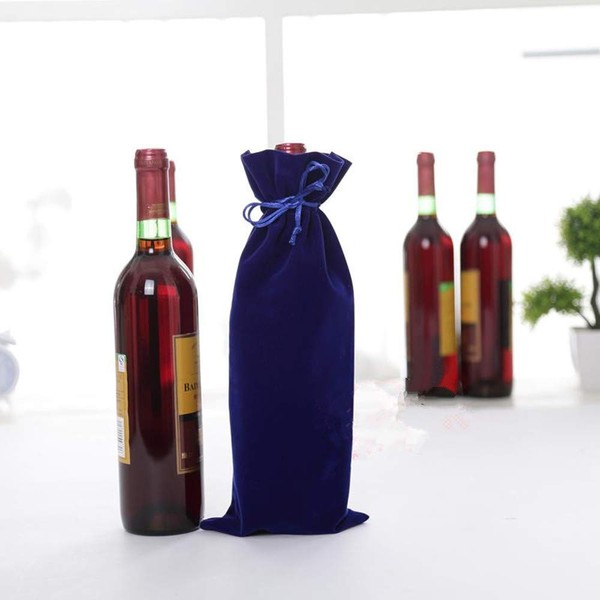 2 Pieces Wine Red Velvet Wine Bottle Bags Champagne Bottle Covers Gift Pouches Velvet Packaging Bag 14cmx35cm (5.5" x 14")