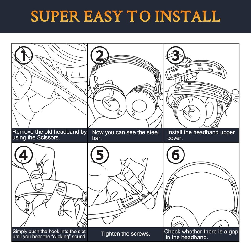 SOULWIT Replacement Headband Pad Kit for Bose QuietComfort 45 (QC45)/QuietComfort