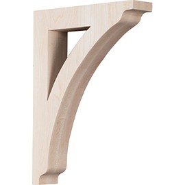 Ekena Millwork BKTW01X07X10THRW 1 3/4" W X 7 1/2" D X 10 1/2" H Medium Thornton Wood Bracket, Rubber Wood